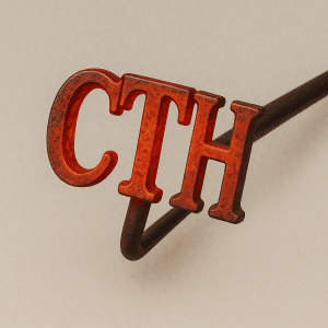 CTH Brand Branding iron with the letters CTH and handle on it.